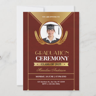Convite de Cerimônia de Formatura em Vermelho e Ou