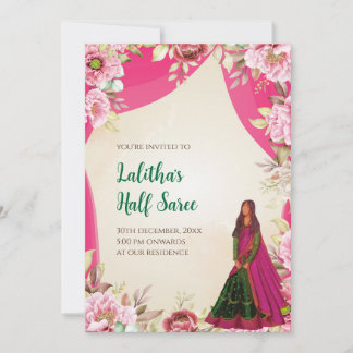 Convite de cerimônia de Half Saree em cartões de H