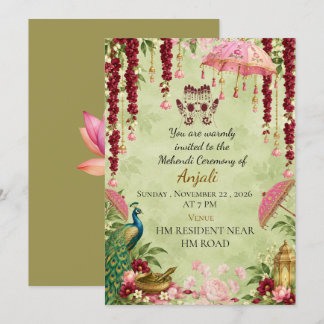 Convite de Cerimônia de Mehendi de Casamento India
