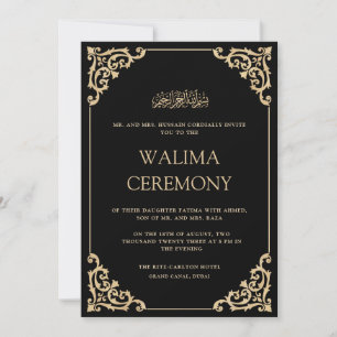 Convite de Cerimônia Walima com Moldura Preta Dour