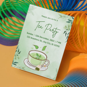 Convite de Chá com Aquarela Verde