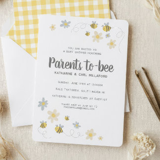 Convite de Chá de Bebê Abelha Mel | Gingham & Marg