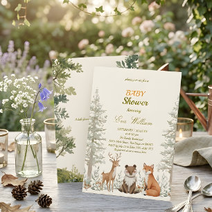 Convite de Chá de Bebê Animais Adoráveis da Flores