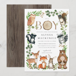Convite de Chá de Bebê Animais da Floresta