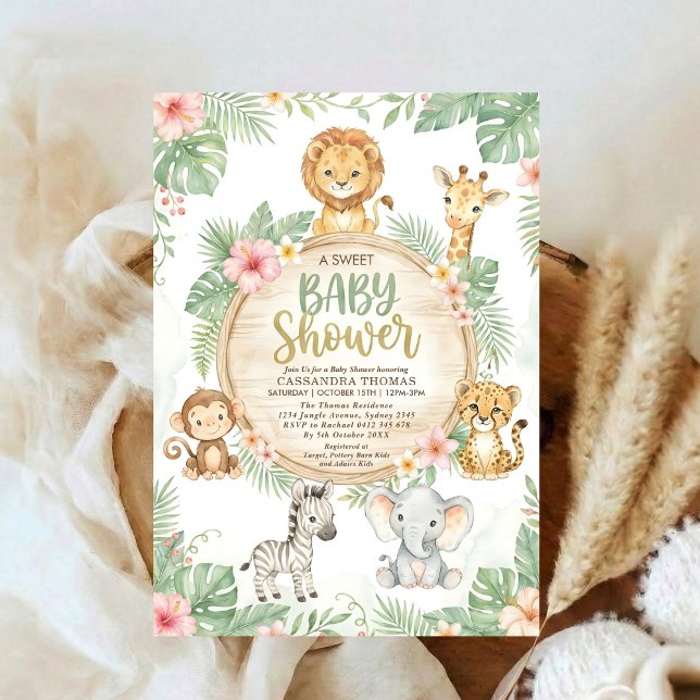 Convite de Chá de Bebê Animais Safari Twin Jungle  (Criador carregado)