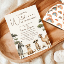Convite de Chá de Bebê Animais Safari Wild One