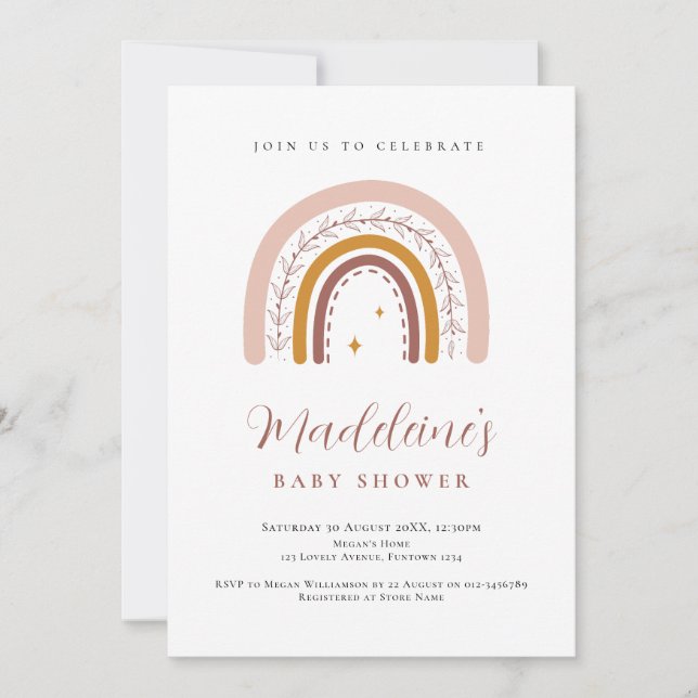 Convite de chá de bebê arco-íris neutro em gênero (Frente)