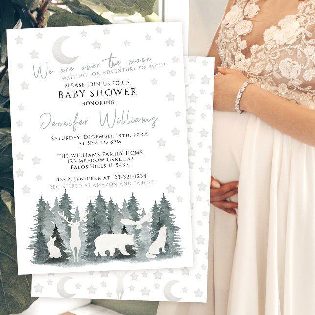 Convite de chá de bebê aventura sobre a lua (Criador carregado)