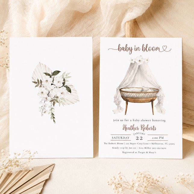 Convite de Chá de Bebê Baby in Bloom Boho Neutro (Baby Shower Invitation)