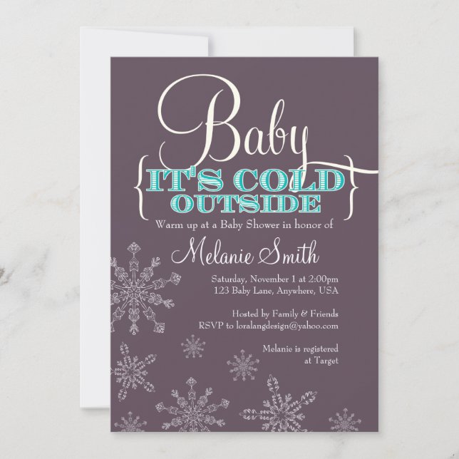 Convite de Chá de Bebê Baby It's Cold Outside (Frente)