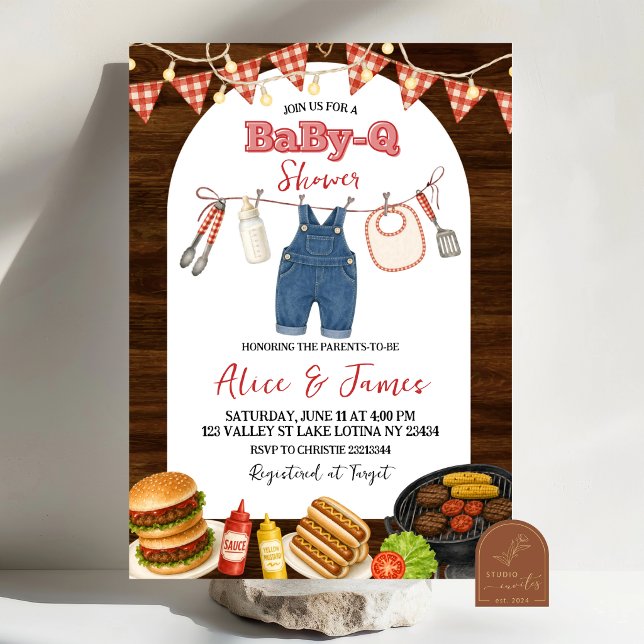 Convite de chá de bebê babyQ Rustic Boy (Criador carregado)