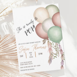 Convite de Chá de Bebê Balões Boho Pronto para Est