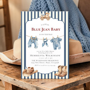 Convite de Chá de Bebê Blue Jean Baby