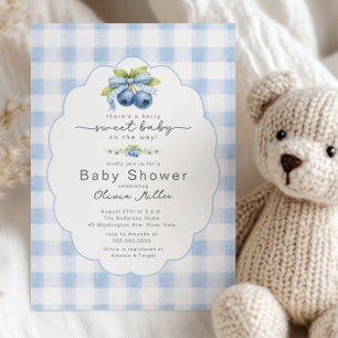 Convite de Chá de Bebê Blueberry Doce Berry