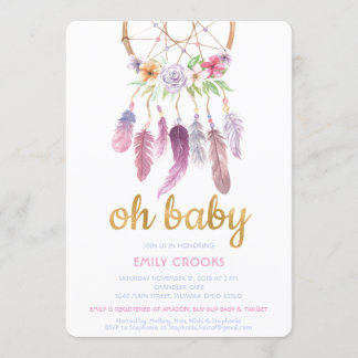 Convite de Chá de Bebê Boho Chic Caçador de Sonhos