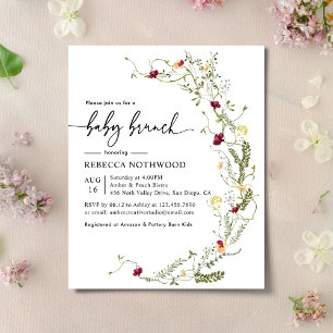 Convite de Chá de Bebê Boho Florais Econômico