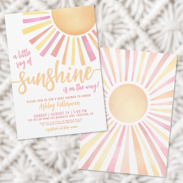 Convite de Chá de Bebê Boho Pequeno Raio de Sol (Little Ray Of Sunshine Boho Baby Shower Invitation)