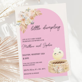 Convite de Chá de Bebê Boho Rosa Pequeno Bolinho