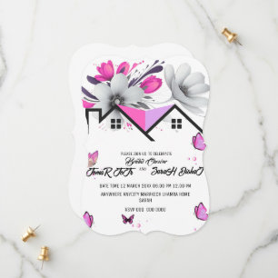 Convite de Chá de Bebê Borboleta, Bumbum Rosa Roxo
