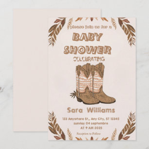 Convite de chá de bebê Botas de Cowboy Boho