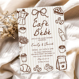 Convite de Chá de Bebê Café Bebê Desenhado à Mão