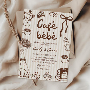 Convite de Chá de Bebê Café Bebê Desenhado à Mão