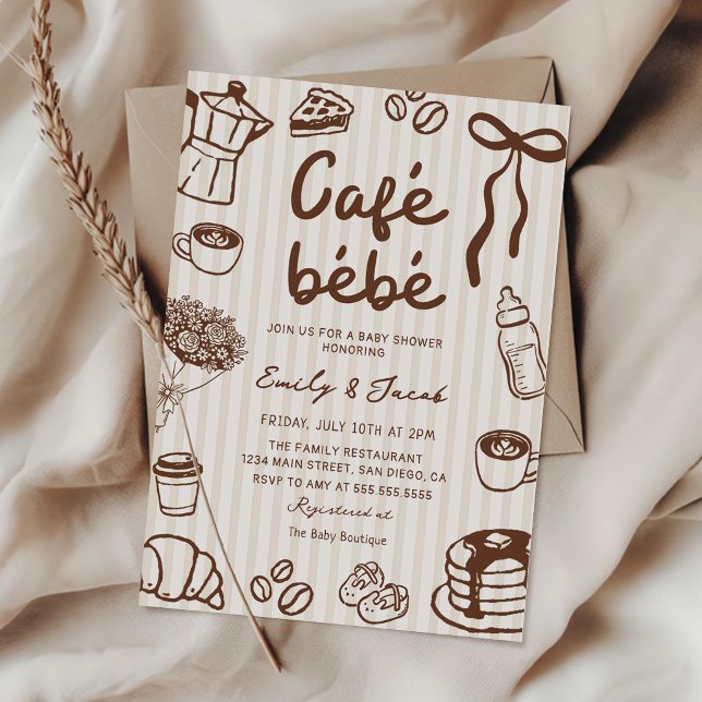 Convite de Chá de Bebê Café Bebê Desenhado à Mão (Criador carregado)