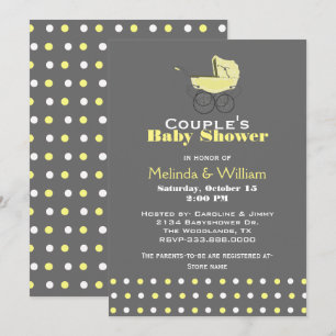 Convite de Chá de Bebê Carrinho de Bebê Amarelo