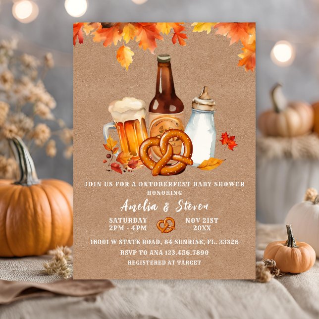 Convite de Chá de Bebê Cerveja & Garrafas Octoberf (Criador carregado)