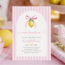 Convite de Chá de Bebê Ciao Bambina Pink Lemon Bab
