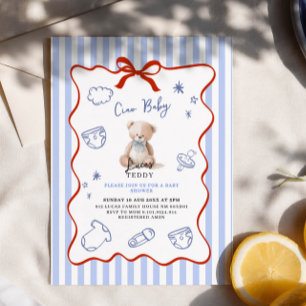 Convite de chá de bebê Ciao bambino azul