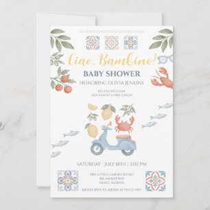 Convite de Chá de Bebê Ciao Bambino Costa Amalfi