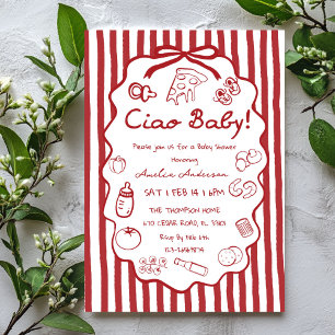 Convite de Chá de Bebê Ciao Pizza Italiana Doodle