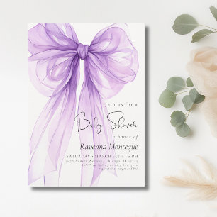 Convite de Chá de Bebê Clean Coquette com Laço Lil