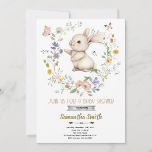 convite de chá de bebê coelho bunny