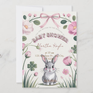 Convite de Chá de Bebê Coelho Floral