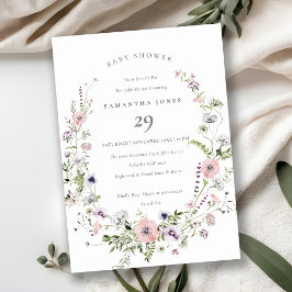 Convite de Chá de Bebê com Coroa de Flores Silvest