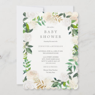 Convite de Chá de Bebê com Coroa Floral de Jardim
