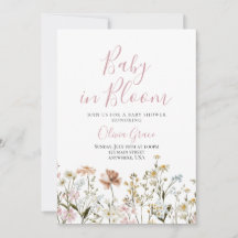 Convite de chá de bebê com flores silvestres Baby