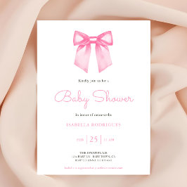 Convite de Chá de Bebê com Laço Rosa Elegante