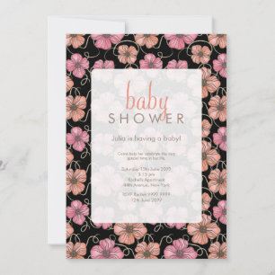 Convite de Chá de Bebê com Padrão Floral em Aquare