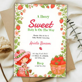 convite de chá de bebê com tema Berry Sweet