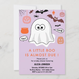 convite de chá de bebê com tema de Halloween littl