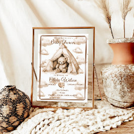 Convite de Chá de Bebê com Tema de Urso Teddy Boho