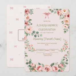 Convite de Chá de Bebê Coquette Arco-íris Blush
