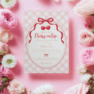 Convite de Chá de Bebê Coquette Cherry