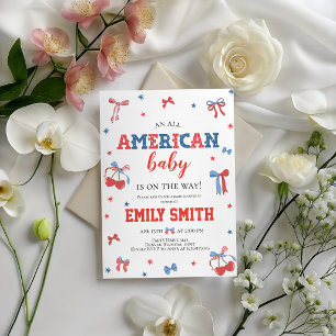 Convite de Chá de Bebê Coquette Todo Americano
