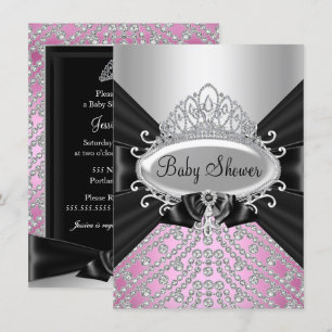 Convite de Chá de Bebê Coroa de Princesa & Laço