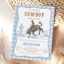 Convite de chá de bebê cowboy ocidental azul
