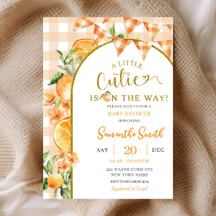 Convite de chá de bebê Cutie Orange Gingham